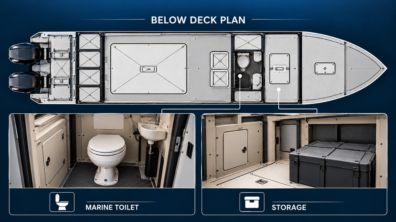 ALMIRSAD below deck plan showing marine toilet and storage