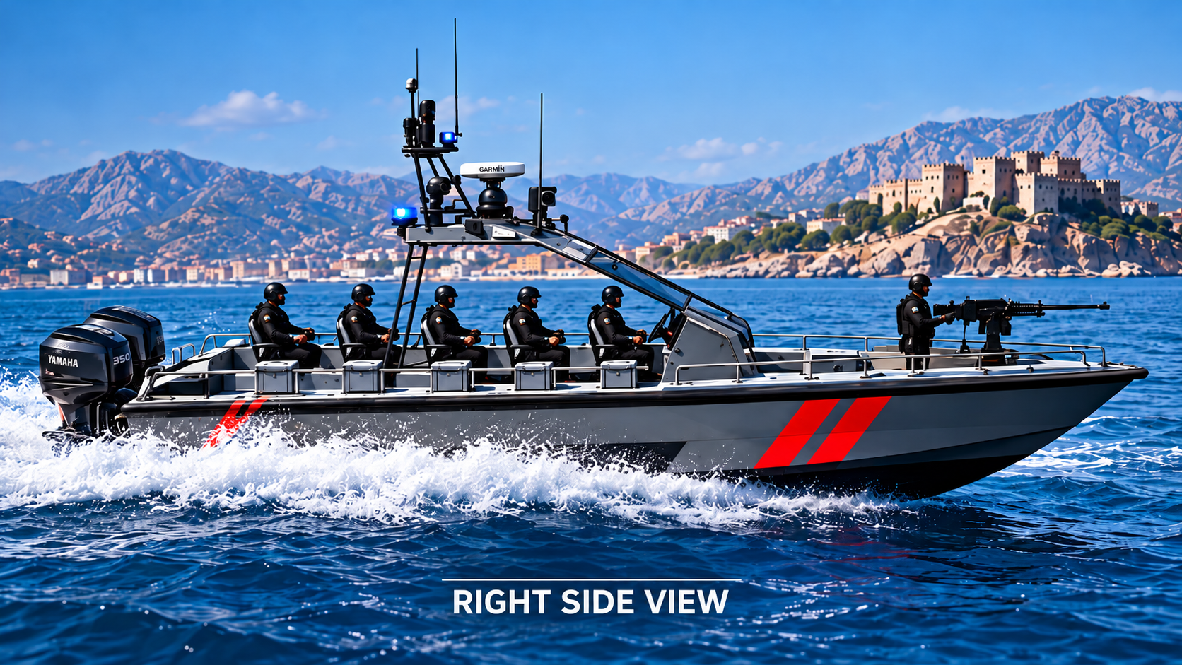ALMIRSAD coast guard patrol boat at sea, right-side view