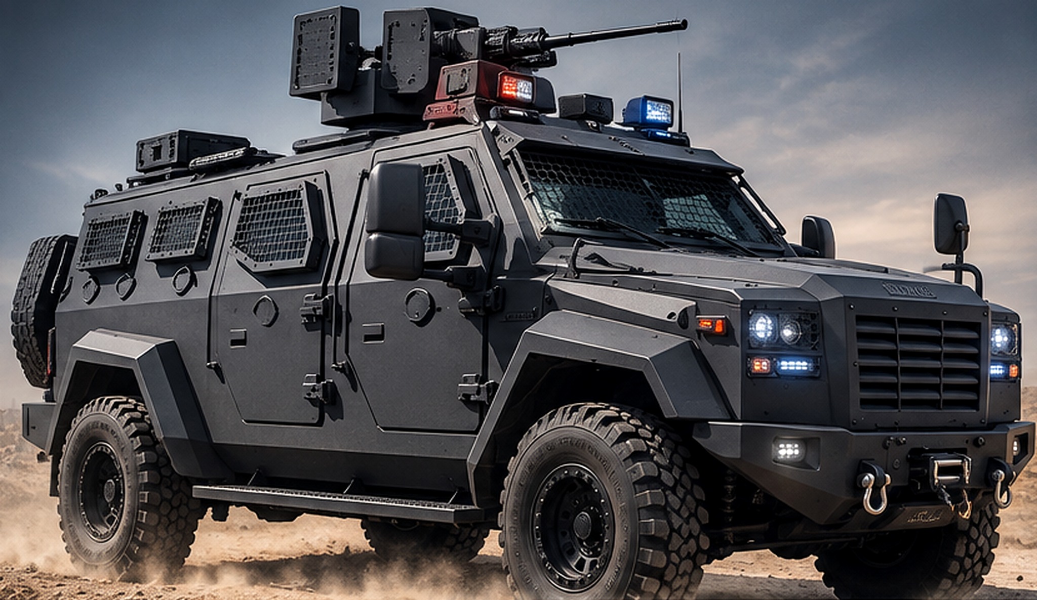 ALOQAB armored vehicle, front three-quarter view