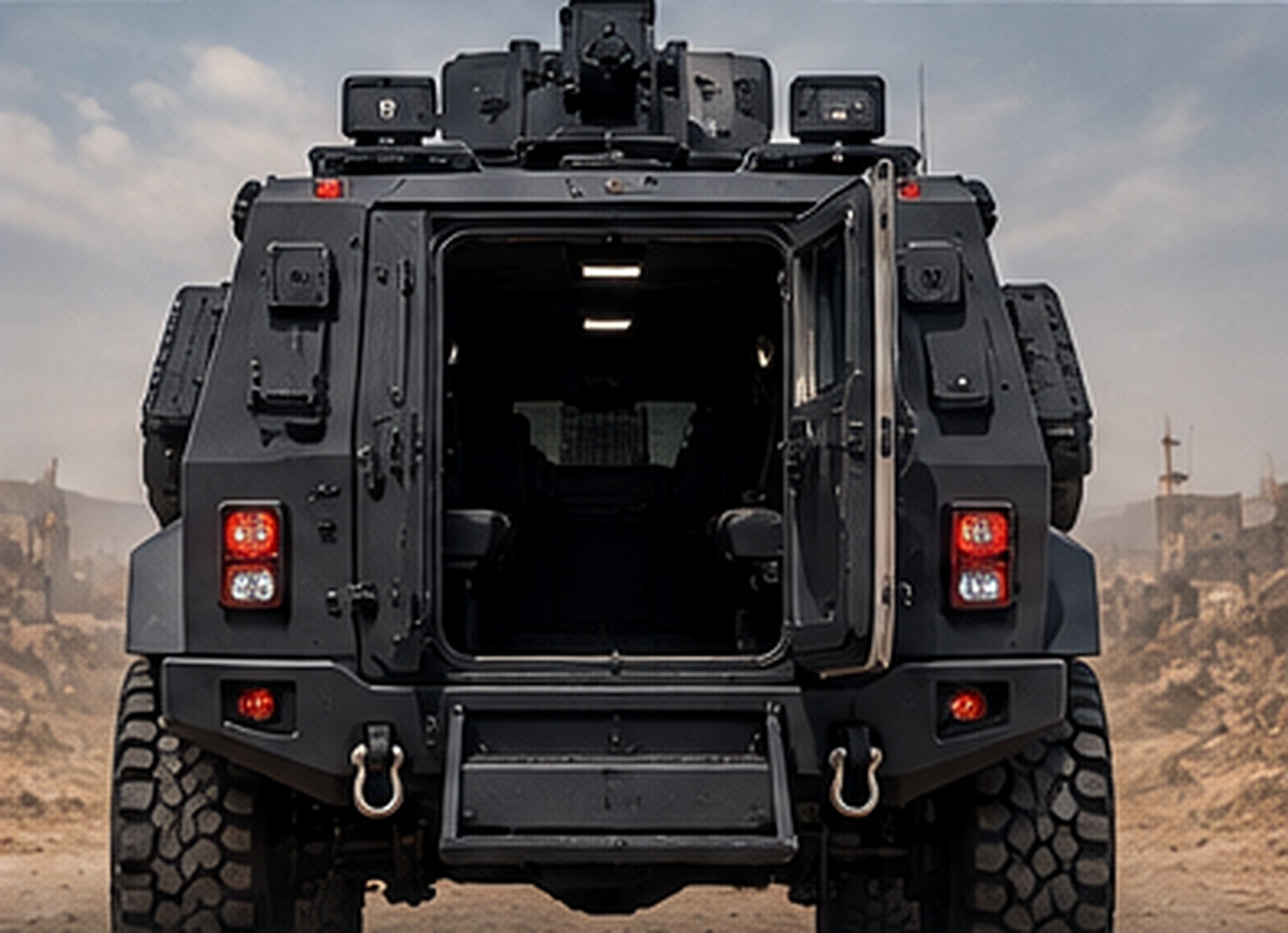 ALOQAB vehicle with open rear access door